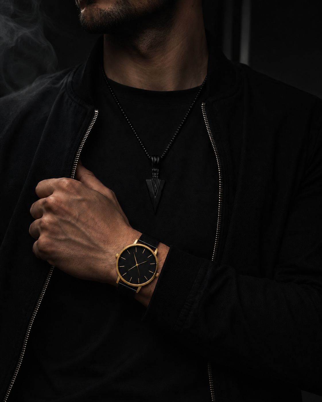 Cadena Apex + Reloj Negro Dorado — combo