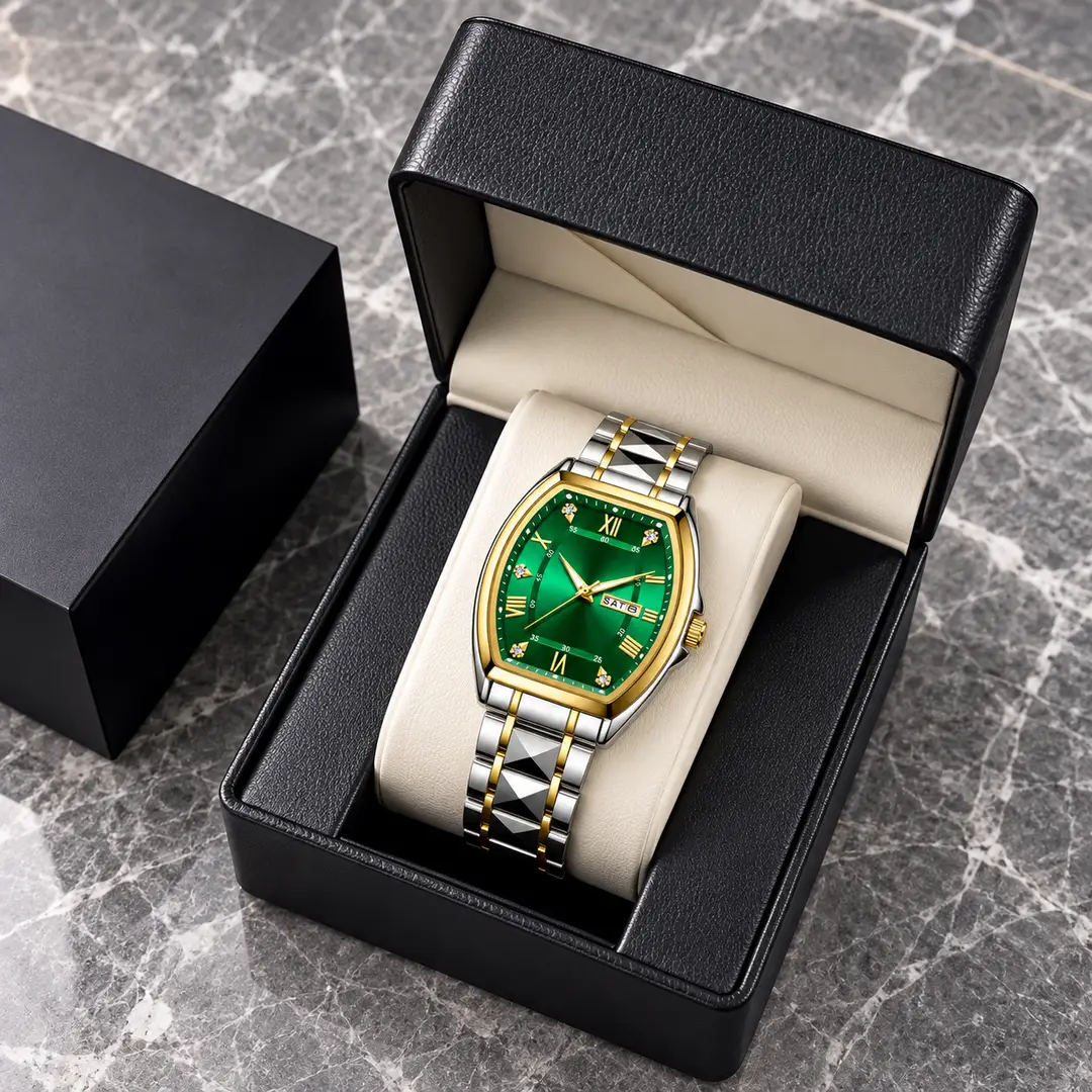 Estuche de cuero con Reloj Imperial Verde
